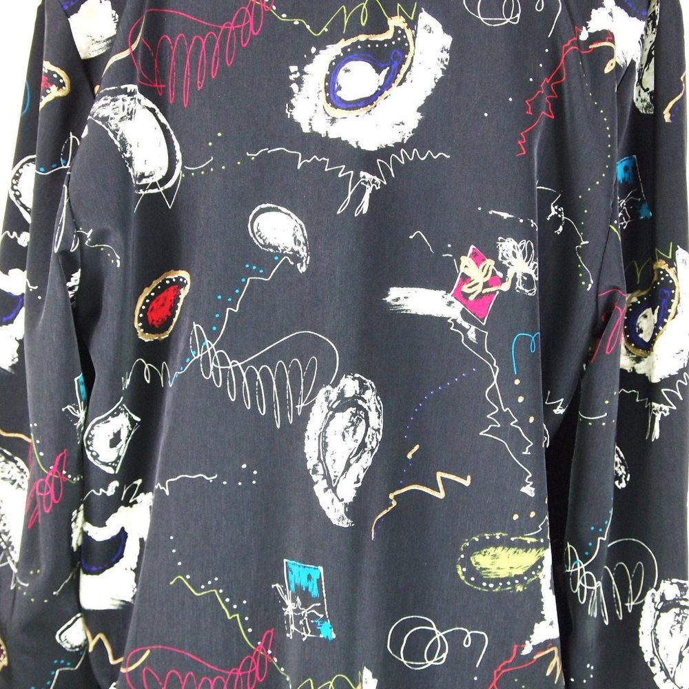 80's Patterned Cocoon Jacket Black - image 5